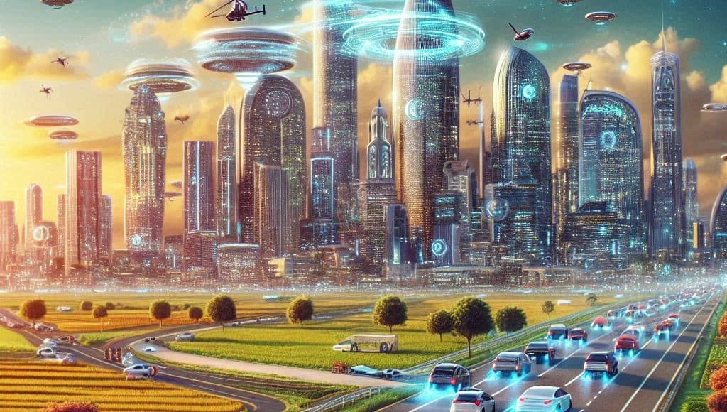 Autonomous Vehicles in futuristic city