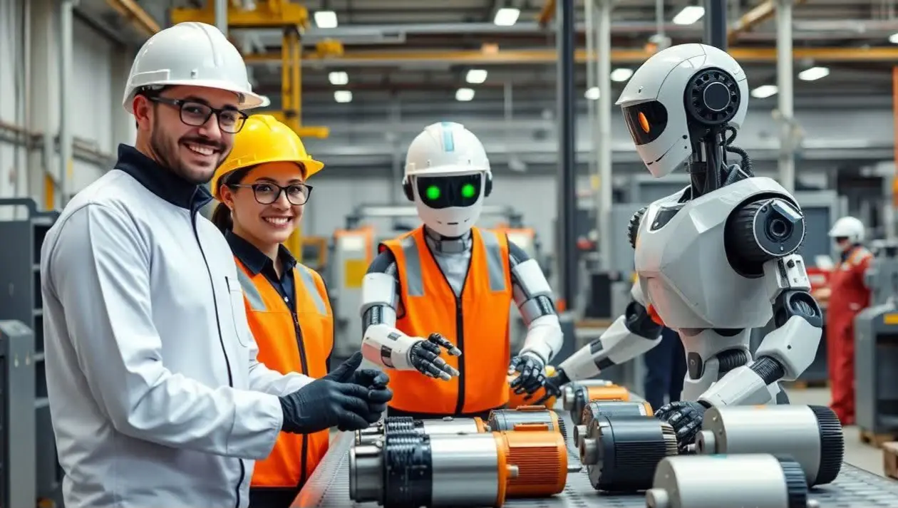 Robots in motors production assembly line